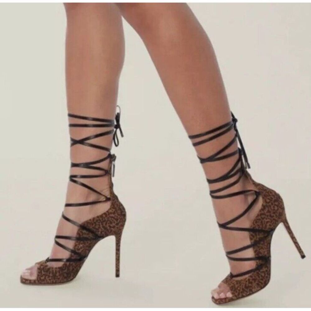 LITA by Ciara Strappy Gladiator Italian Leather Cheetah Heel Sandal EU 40/US 9.5